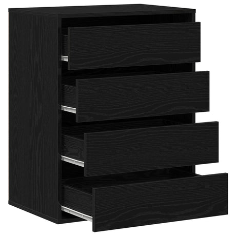 Chest Of Drawers Black Oak 60X41X76 Cm Engineered Wood