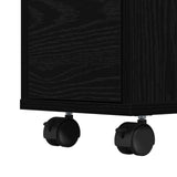 Narrow Bathroom Cabinet With Wheels Black Oak Engineered Wood