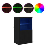 Sideboard With Led Lights Black Oak 60,5X37X100 Cm