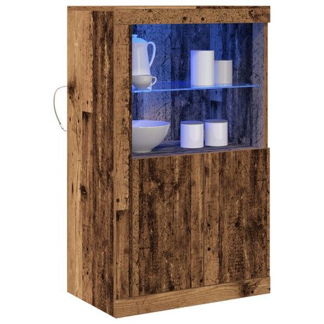 Sideboard With Led Lights Old Wood 60,5X37X100 Cm