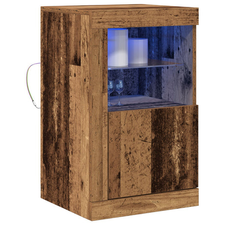 Sideboard With Led Lights Old Wood 41X37X67 Cm