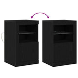 Side Cabinets With Led Lights 2 Pcs Black Oak 41X37X67 Cm