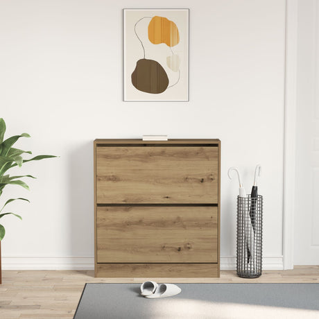 Shoe Cabinet With Flip Drawer Smoked Oak 80X21X87,5 Cm