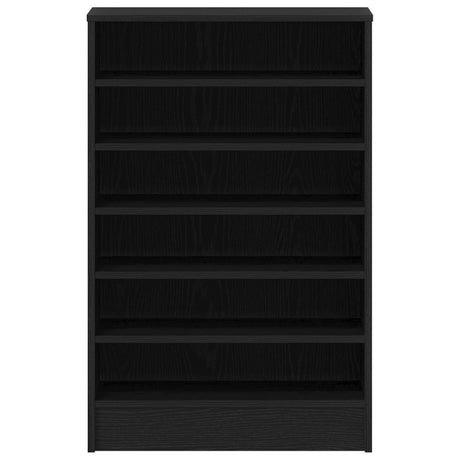 Shoe Cabinet In Black Oak, 60X35X92 Cm, Made Of Engineered Wood