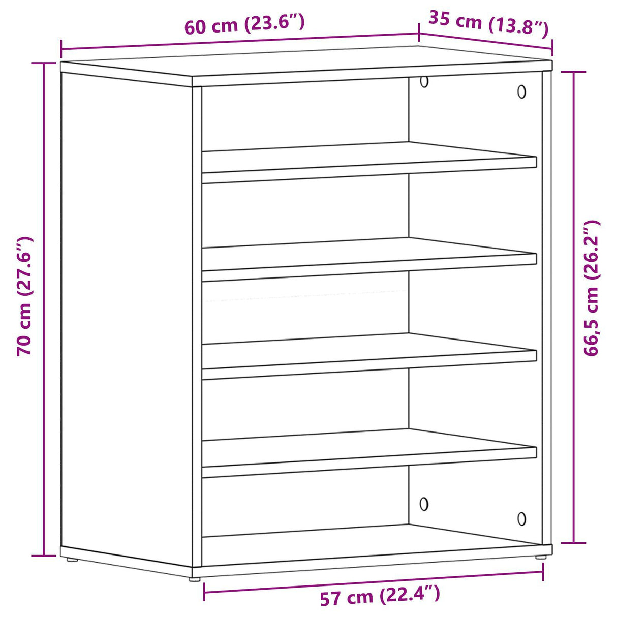 Black Oak Shoe Cabinet 60X35X70 Cm Made From Engineered Wood