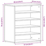 Shoe Cabinet In Black Oak - 60X35X70 Cm, Made Of Engineered Wood