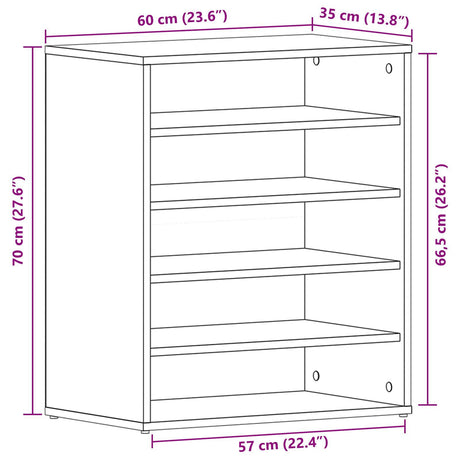 Shoe Cabinet In Black Oak - 60X35X70 Cm, Made Of Engineered Wood