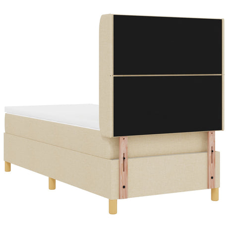 Box Spring Bed With Mattress & Led Cream 100X200 Cm Fabric