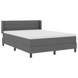 Box Spring Bed With Mattress Dark Grey 160X200 Cm Fabric,  Headboard Lines Design Dark Grey 160 Cm Fabric