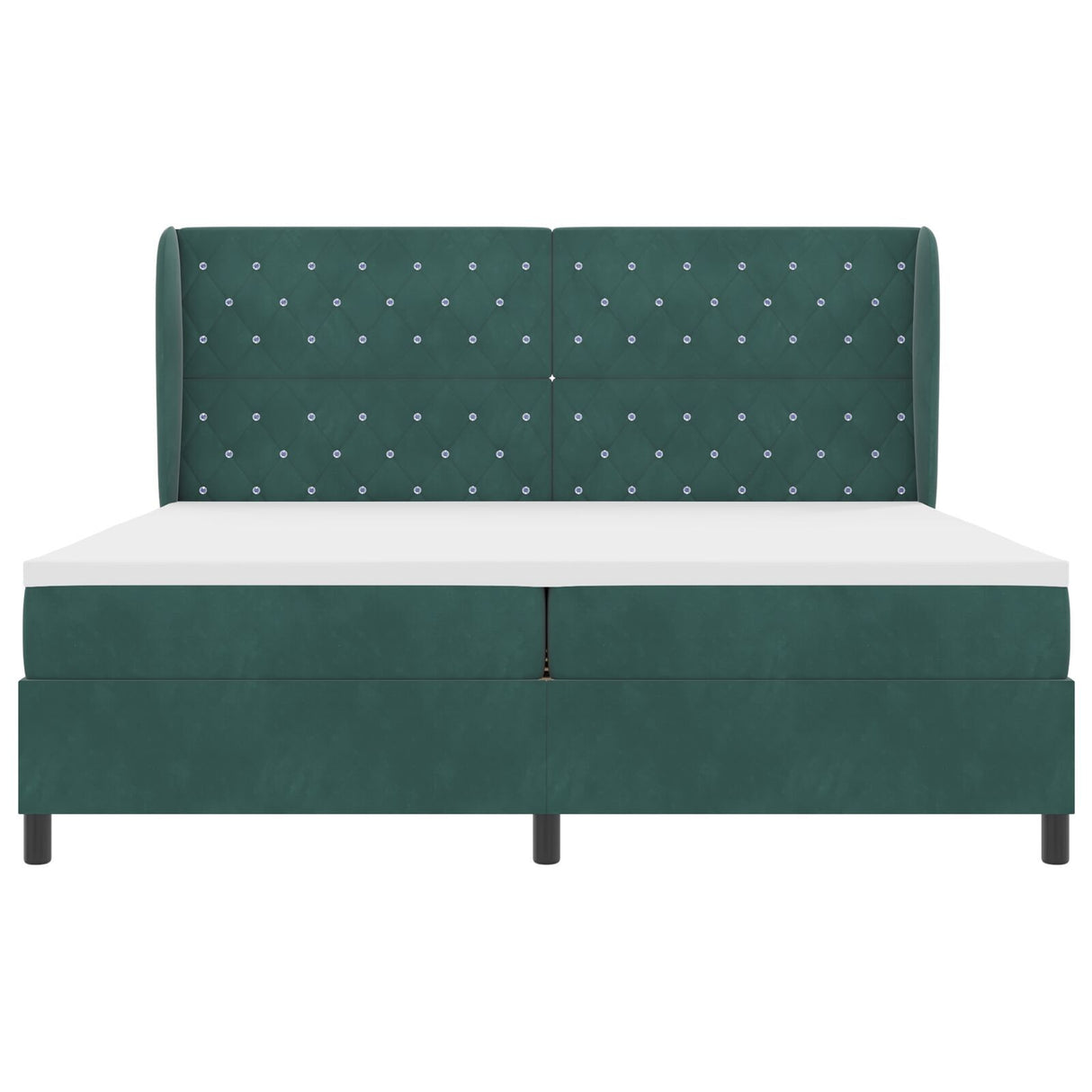 Box Spring Bed With Mattress Dark Green 200X200 Cm Velvet