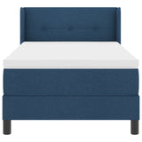 Box Spring Bed With Mattress Blue 90X190 Cm Fabric,  Headboard Button Tufted Blue 90 Cm Fabric
