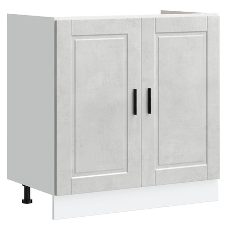 Sink Base Cabinet &quot;Porto&quot; With Sink Concrete Grey 80X46X84,5 Cm Engineered Wood