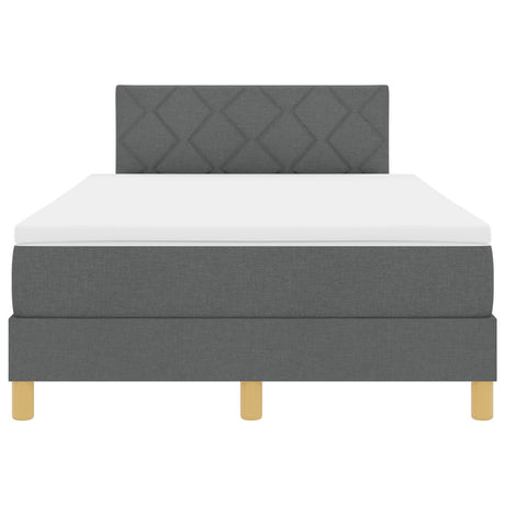 Box Spring Bed With Mattress & Led Dark Grey 120X200 Cm Fabric