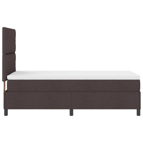 Box Spring Bed With Mattress & Led Dark Brown 90X190 Cm Fabric