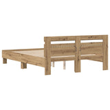Wood Bed Frame Artisan Oak Wood 150 X 200 Cm