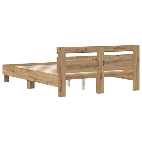 Wood Bed Frame Artisan Oak Wood 150 X 200 Cm