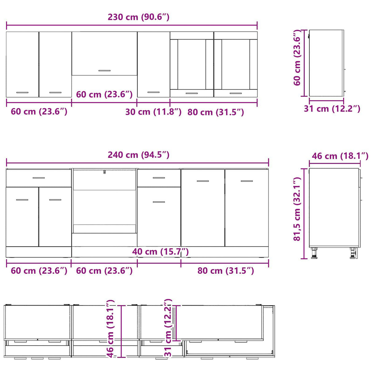 8 Piece Kitchen Cabinet Set Smoked Oak Engineered Wood