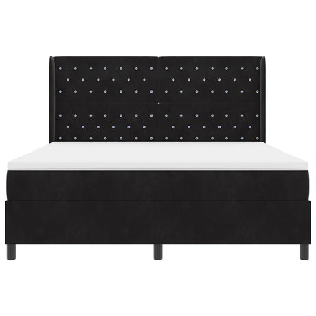 Box Spring Bed With Mattress & Led Black 180X200 Cm Velvet