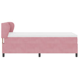 Box Spring Bed With Mattress In Pink, 90X190 Cm, Velvet