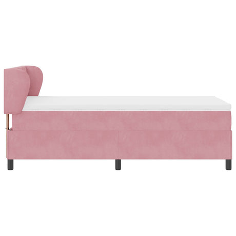 Box Spring Bed With Mattress In Pink, 90X190 Cm, Velvet