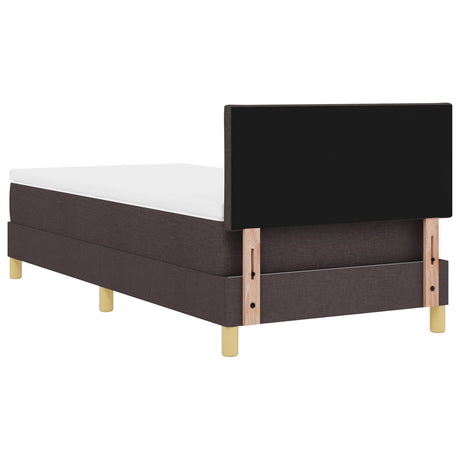 Box Spring Bed With Mattress & Led Dark Brown 90X200 Cm Fabric