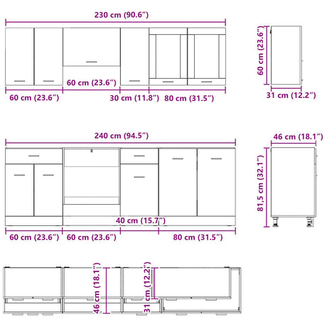 8 Piece Kitchen Cabinet Set Grey Sonoma Engineered Wood