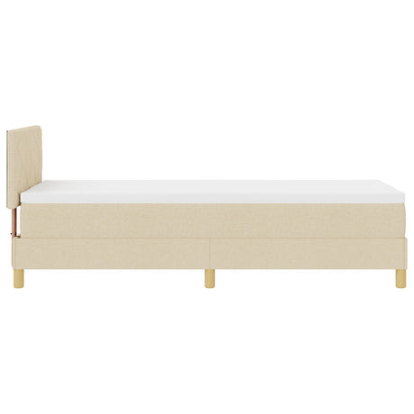 Box Spring Bed With Mattress & Led Cream 80X200 Cm Fabric