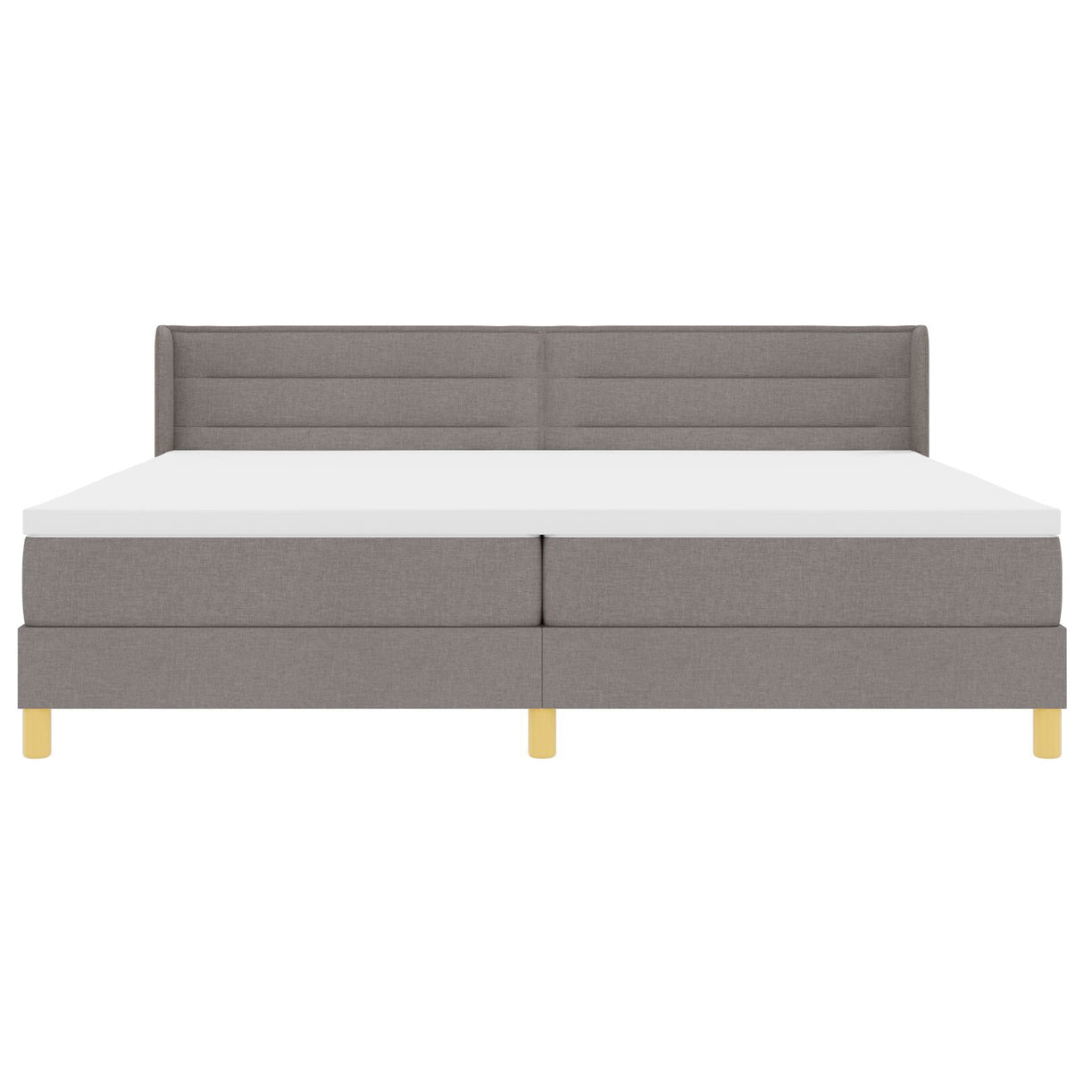 Box Spring Bed With Mattress Taupe 200X200 Cm Fabric,  Headboard Lines Design Taupe 200 Cm Fabric