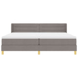 Box Spring Bed With Mattress Taupe 200X200 Cm Fabric,  Headboard Lines Design Taupe 200 Cm Fabric
