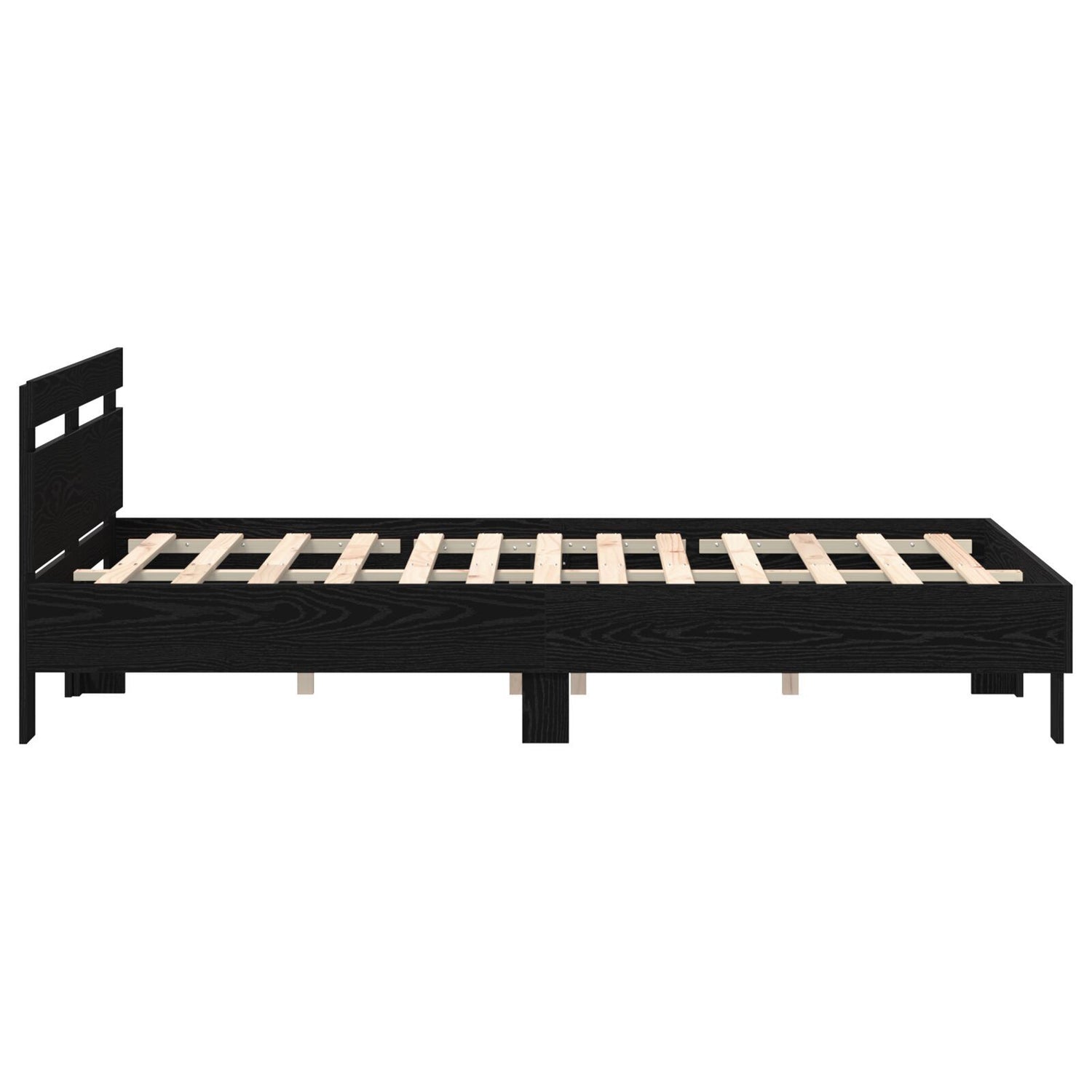 Black Bed Frame Black Oak Wood 140 X 190 Cm Durable