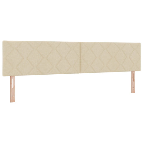 Box Spring Bed With Mattress Cream 200X200 Cm Fabric,  Headboard Diamond Blocks Design Cream 200 Cm Fabric
