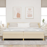 Box Spring Bed With Mattress Cream 200X200 Cm Fabric,  Headboard Diamond Blocks Design Cream 200 Cm Fabric