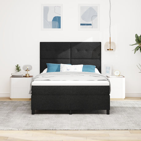 Box Spring Bed With Mattress & Led Black 160X200 Cm Fabric