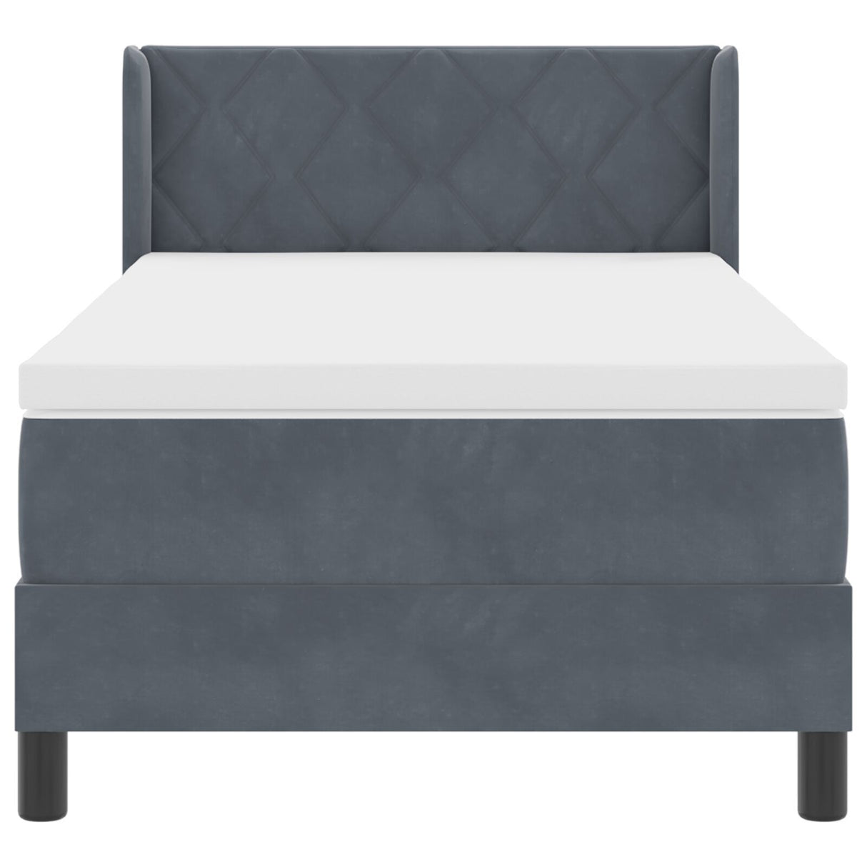 Box Spring Bed With Mattress Dark Grey 90X200 Cm Velvet