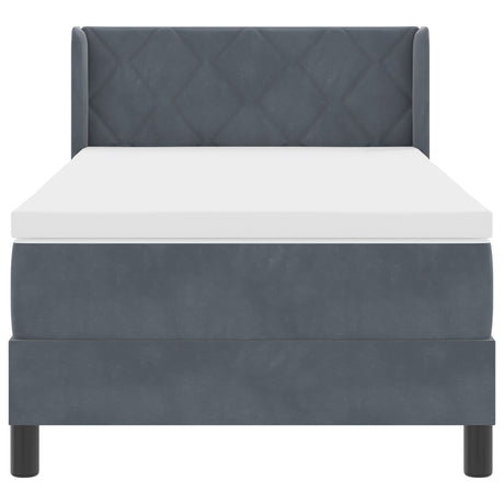 Box Spring Bed With Mattress Dark Grey 90X200 Cm Velvet
