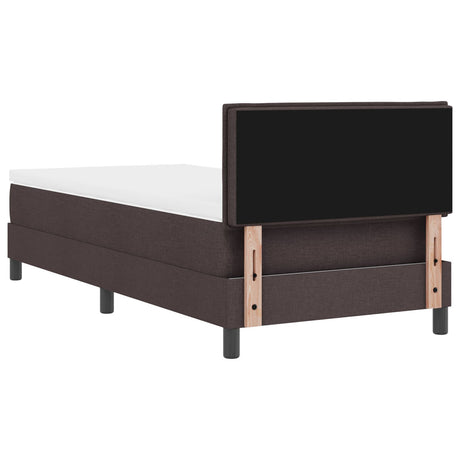 Box Spring Bed With Mattress & Led Dark Brown 80X200 Cm Fabric