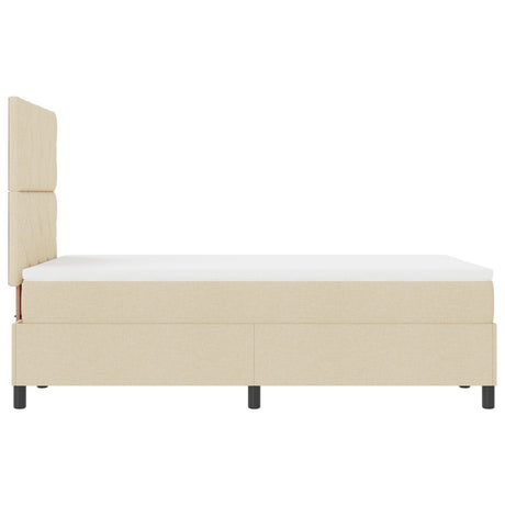 Box Spring Bed With Mattress & Led Cream 120X200 Cm Fabric