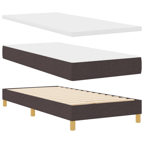 Box Spring Bed With Mattress & Led Dark Brown 90X200 Cm Fabric