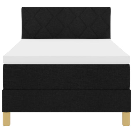 Box Spring Bed With Mattress & Led Black 100X200 Cm Fabric