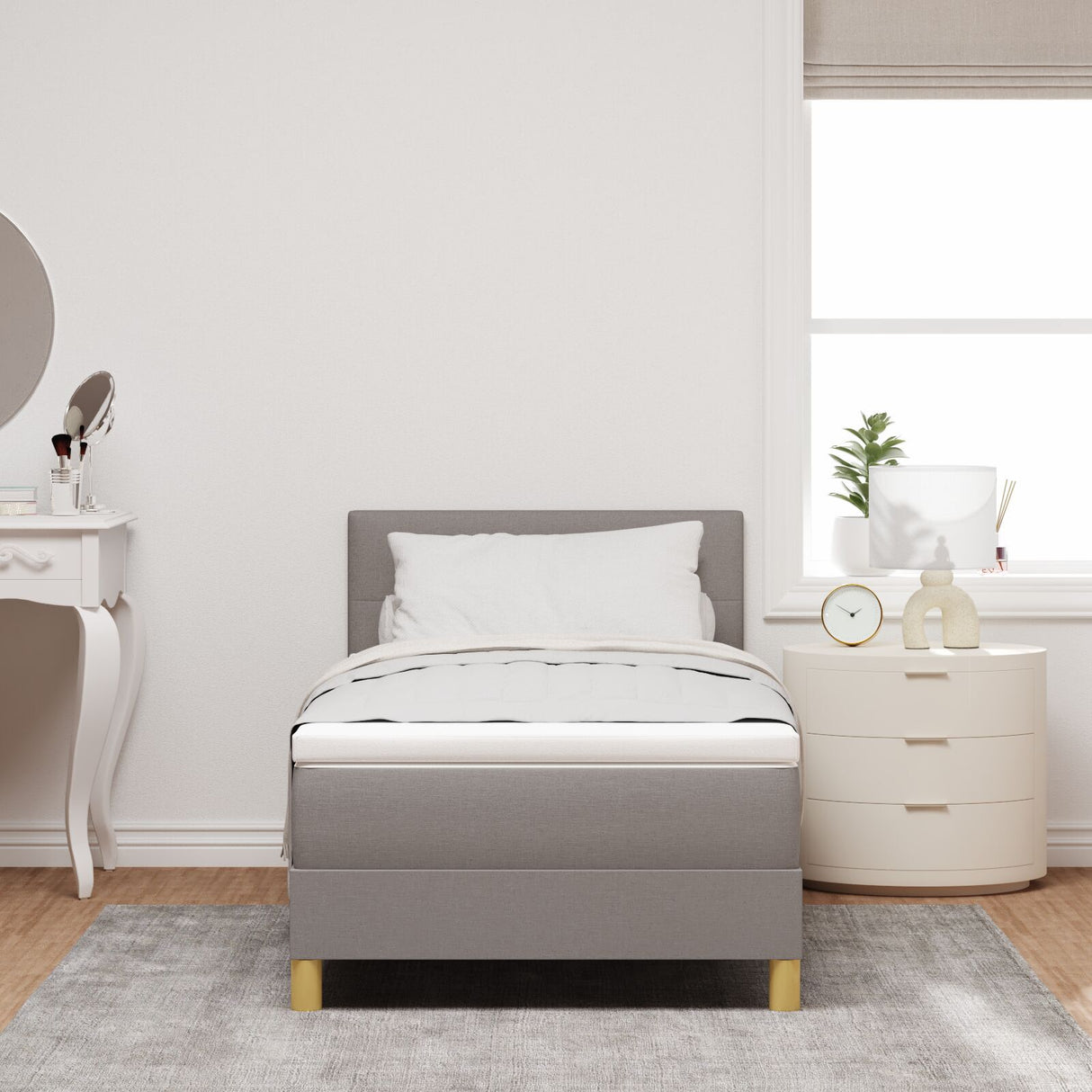 Box Spring Bed With Mattress Taupe 80X200 Cm Fabric