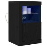 Side Cabinets With Led Lights 2 Pcs Black Oak 41X37X67 Cm
