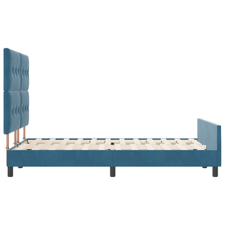 Bed Frame Dark Blue 140X200 Cm Velvet