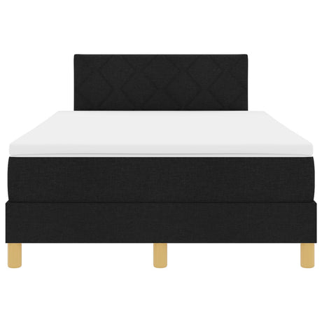 Box Spring Bed With Mattress & Led Black 120X200 Cm Fabric