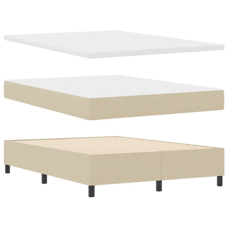 Box Spring Bed With Mattress & Led Light Green Grey 140X200 Cm Corduroy Fabric