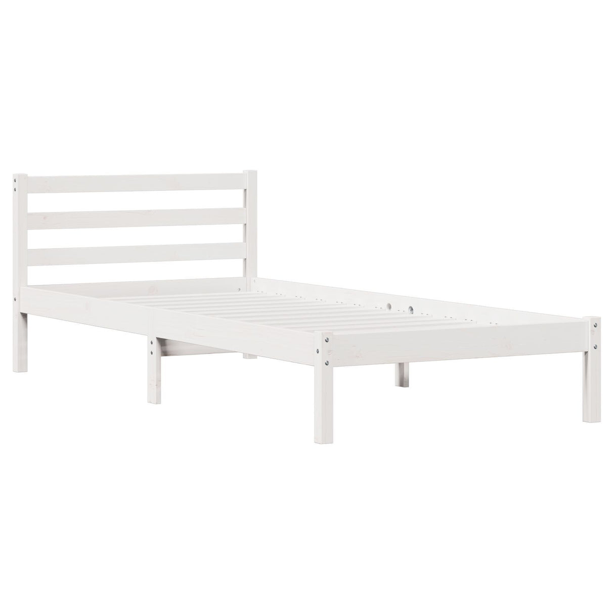 Bed Frame With Headboard White 90X210 Cm Solid Wood Pine
