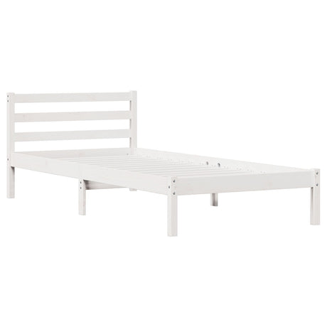 Bed Frame With Headboard White 90X210 Cm Solid Wood Pine