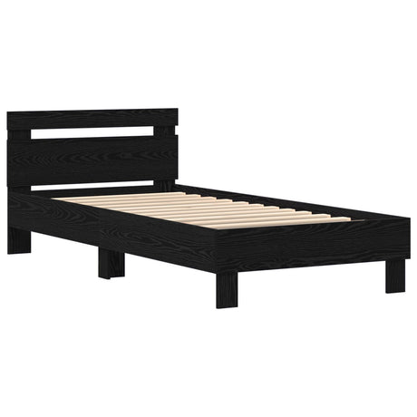 Bed Frame With Led Lights Black Oak 90X190 Cm Engineered Wood