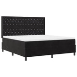 Box Spring Bed With Mattress & Led Black 180X200 Cm Velvet