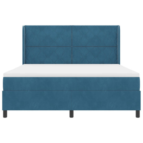 Box Spring Bed With Mattress & Led Dark Blue 180X200 Cm Velvet