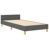 Bed Frame Dark Grey Wood, Fabric 100 X 200 Cm Stylish Design